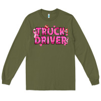 Army Green Breast Cancer truck driver Long Sleeve Tee - texasbilliewilder