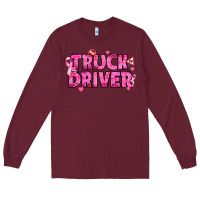 Burgundy Breast Cancer truck driver Long Sleeve Tee - texasbilliewilder