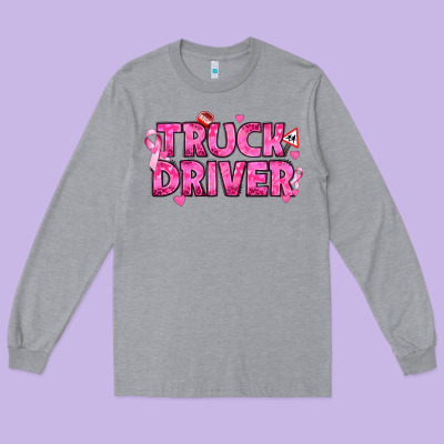 Breast Cancer Truck Driver Long Sleeve Tee Designed By Texasbilliewilder