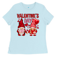 Baby Blue valentines day with gnomies Ladies Tee - NancyCooperArtShop