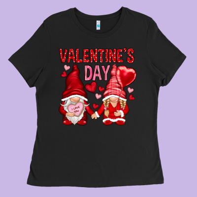 Valentines Day With Gnomies Ladies Tee Designed By Nancycooperartshop