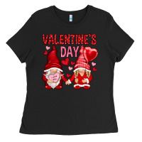Black valentines day with gnomies Ladies Tee - NancyCooperArtShop