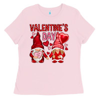 Bubblegum Pink valentines day with gnomies Ladies Tee - NancyCooperArtShop