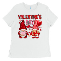 White valentines day with gnomies Ladies Tee - NancyCooperArtShop