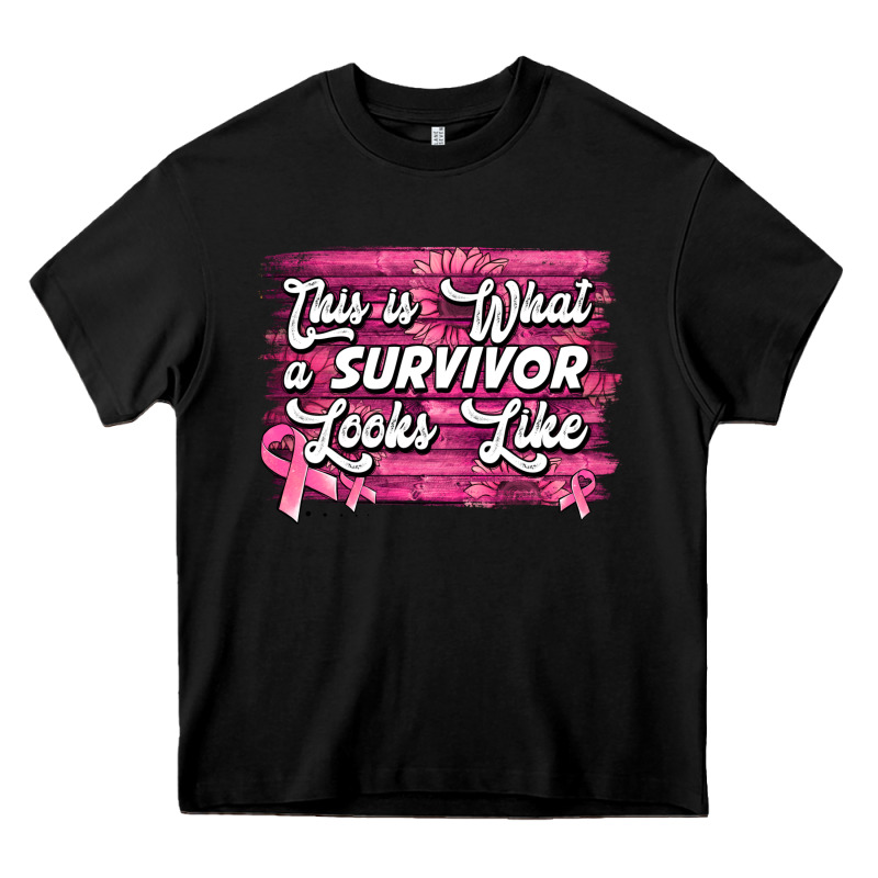 This Is What A Survivor Looks Like Breast Cancer Heavy Core Tee by NancyCooperArtShop | Teevron