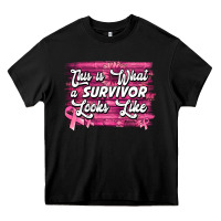 Black This is what a survivor looks like Breast Cancer Heavy Core Tee - NancyCooperArtShop