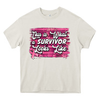 Cream This is what a survivor looks like Breast Cancer Heavy Core Tee - NancyCooperArtShop