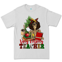 Dove Grey very merry teacher skeleton Premium Tee - NancyCooperArtShop