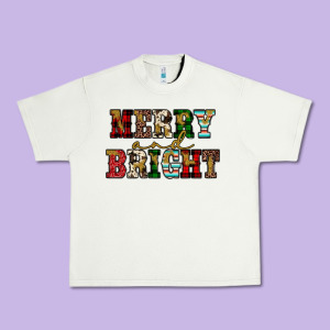 Merry And Bright Urban Heavy Tee Designed By Jahusdesignshop