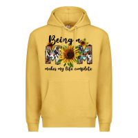 Antique Gold Being a mom makes my life complete Mother's Day Premium Hoodie - FaDigitalArtStudio