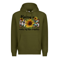 Army Green Being a mom makes my life complete Mother's Day Premium Hoodie - FaDigitalArtStudio