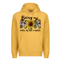 Mustard Being a mom makes my life complete Mother's Day Premium Hoodie - FaDigitalArtStudio