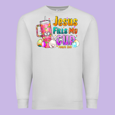 Jesus Fills My Cup Easter Premium Sweatshirt Designed By Cowhidedigitalart