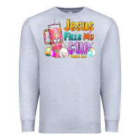 Heather Grey Jesus Fills My Cup Easter Premium Sweatshirt - CowhideDigitalArt