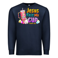 Navy Jesus Fills My Cup Easter Premium Sweatshirt - CowhideDigitalArt