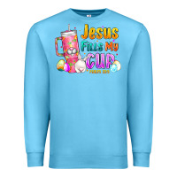 Ocean Blue Jesus Fills My Cup Easter Premium Sweatshirt - CowhideDigitalArt