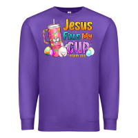 Purple Jesus Fills My Cup Easter Premium Sweatshirt - CowhideDigitalArt