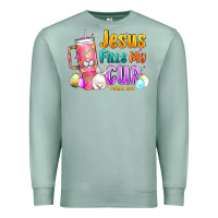Seafoam Jesus Fills My Cup Easter Premium Sweatshirt - CowhideDigitalArt