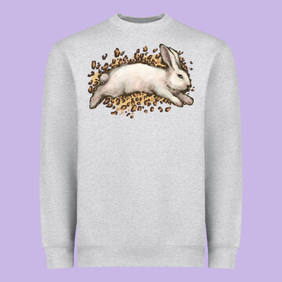Bunny Rabbit Leopard Easter Day Heavyweight Sweatshirt Designed By Howdyjamesfarm
