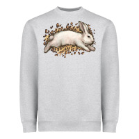 Heather Grey Bunny Rabbit leopard Easter Day Heavyweight Sweatshirt - HowdyJamesFarm