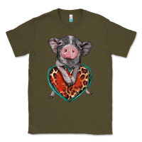 Army Green baby pig with leopard heart Classic Tee - BarkalooDesign