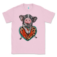Bubblegum Pink baby pig with leopard heart Classic Tee - BarkalooDesign