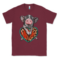 Burgundy baby pig with leopard heart Classic Tee - BarkalooDesign