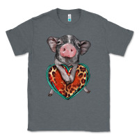 Charcoal Heather baby pig with leopard heart Classic Tee - BarkalooDesign