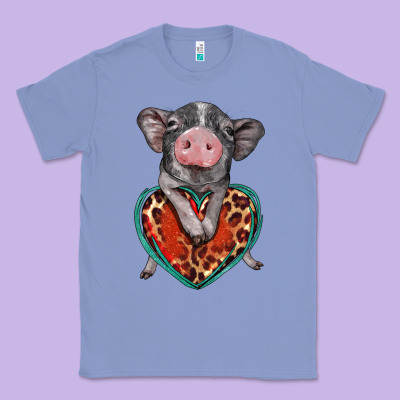 Baby Pig With Leopard Heart Classic Tee Designed By Barkaloodesign