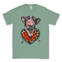 Sage baby pig with leopard heart Classic Tee - BarkalooDesign