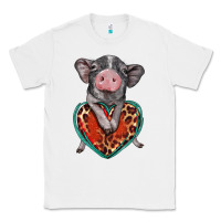 White baby pig with leopard heart Classic Tee - BarkalooDesign
