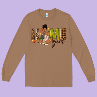 Home Girl Fall Afro Girl Long Sleeve Tee Designed By Nancycooperartshop