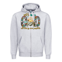 Heather Grey with god all things are possible with baby jesus bbs Zipper Hoodie - BundleAndBundleShop