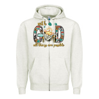 Oatmeal Heather with god all things are possible with baby jesus bbs Zipper Hoodie - BundleAndBundleShop