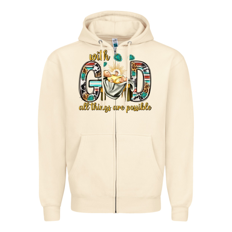 With God All Things Are Possible With Baby Jesus Bbs Zipper Hoodie by BundleAndBundleShop | Teevron