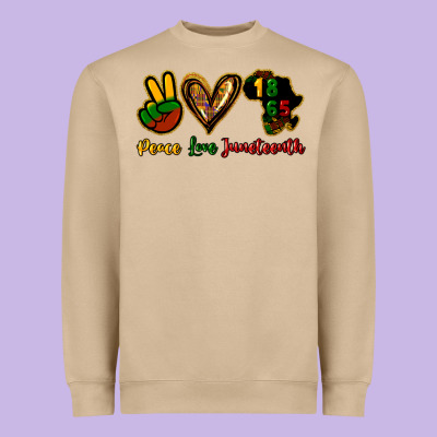 Peace Love Juneteenth Heavyweight Sweatshirt Designed By Howdyjamesfarm