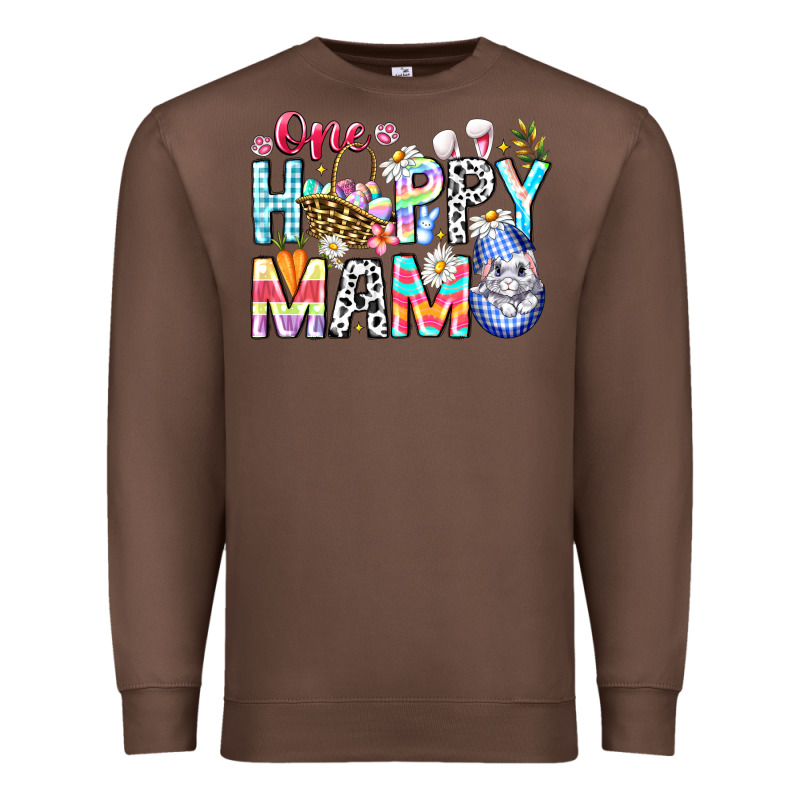 One Happy Mama Easter Bunny Premium Sweatshirt by CowhideDigitalArt | Teevron