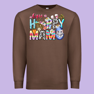 One Happy Mama Easter Bunny Premium Sweatshirt Designed By Cowhidedigitalart