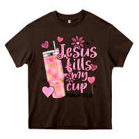 Chocolate Brown valentine jesus fills my cup Heavy Core Tee - MaliasSmallBusiness