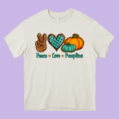 Peace Love Pumpkins Heavy Core Tee Designed By Nancycooperartshop