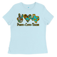 Baby Blue Peace Love Texas Ladies Tee - Jasminsmagicworld