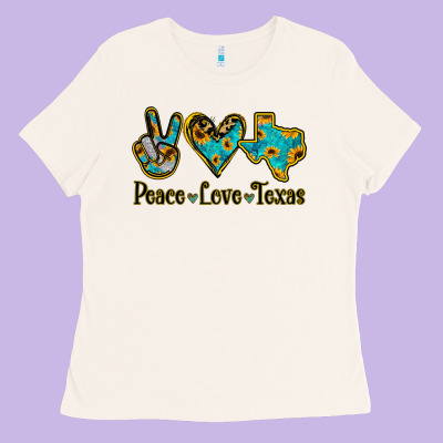 Peace Love Texas Ladies Tee Designed By Jasminsmagicworld
