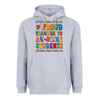Heather Grey Proud Teacher to au-some student Heavyweight Hoodie - CowhideDigitalArt