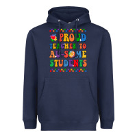 Navy Proud Teacher to au-some student Heavyweight Hoodie - CowhideDigitalArt