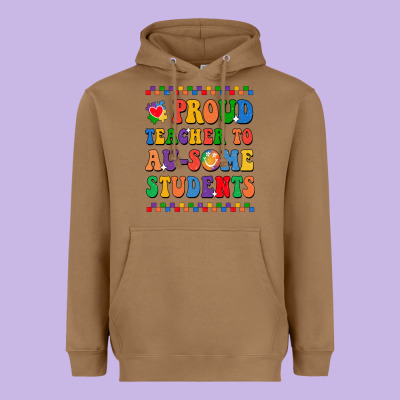 Proud Teacher To Au-some Student Heavyweight Hoodie Designed By Cowhidedigitalart