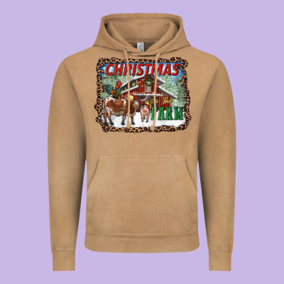 Christmas On The Farm Vintage Hoodie Designed By Ranaportraitstore