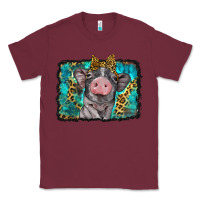 Burgundy baby pig with leopard background Classic Tee - BarkalooDesign