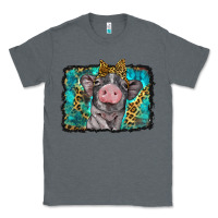 Charcoal Heather baby pig with leopard background Classic Tee - BarkalooDesign