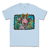 Dusty Blue baby pig with leopard background Classic Tee - BarkalooDesign