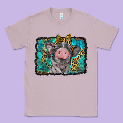 Baby Pig With Leopard Background Classic Tee Designed By Barkaloodesign